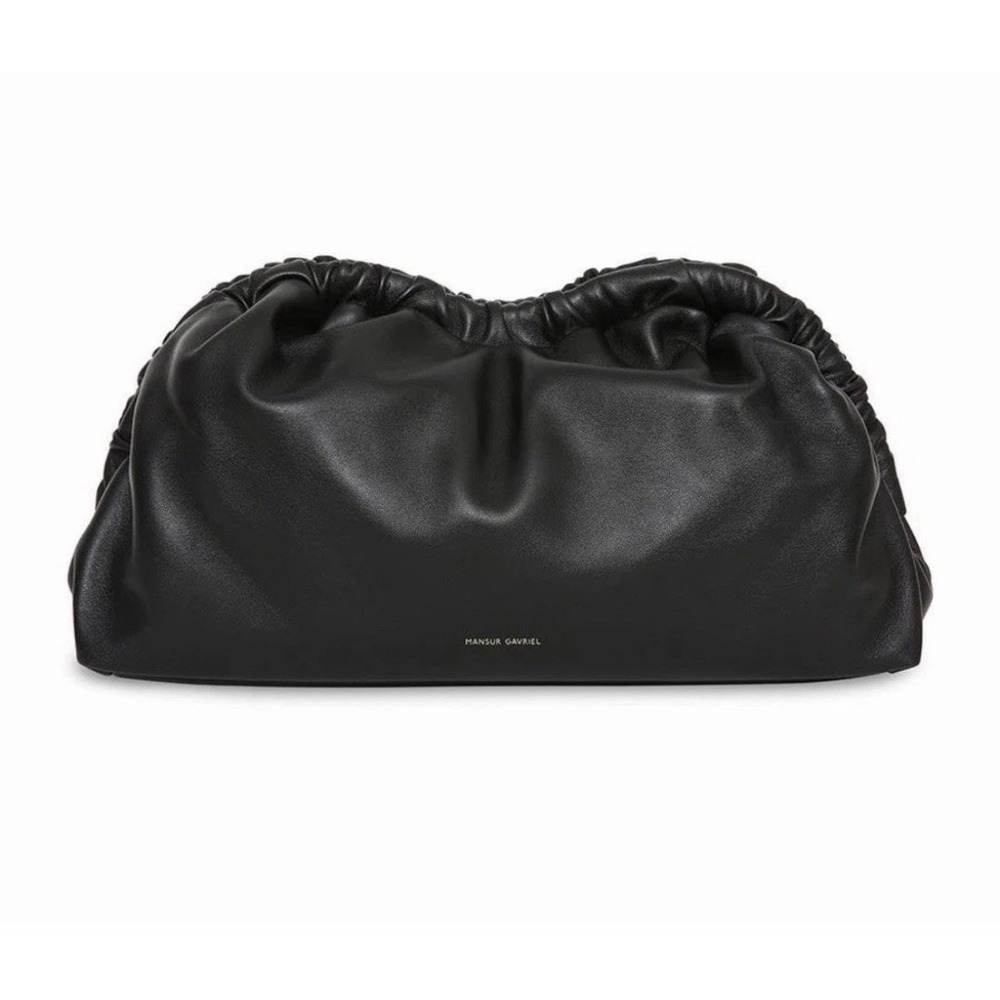 Mansur Gavriel Mini Leather Cloud Clutch Black W/ Red Interior Strap Included